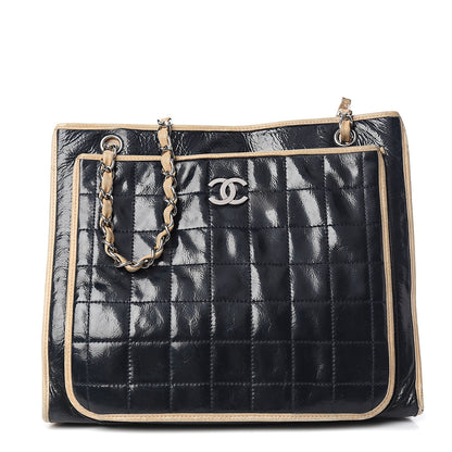 Chanel Patent Chocolate Bar Quilted Tote Black 1 of 16