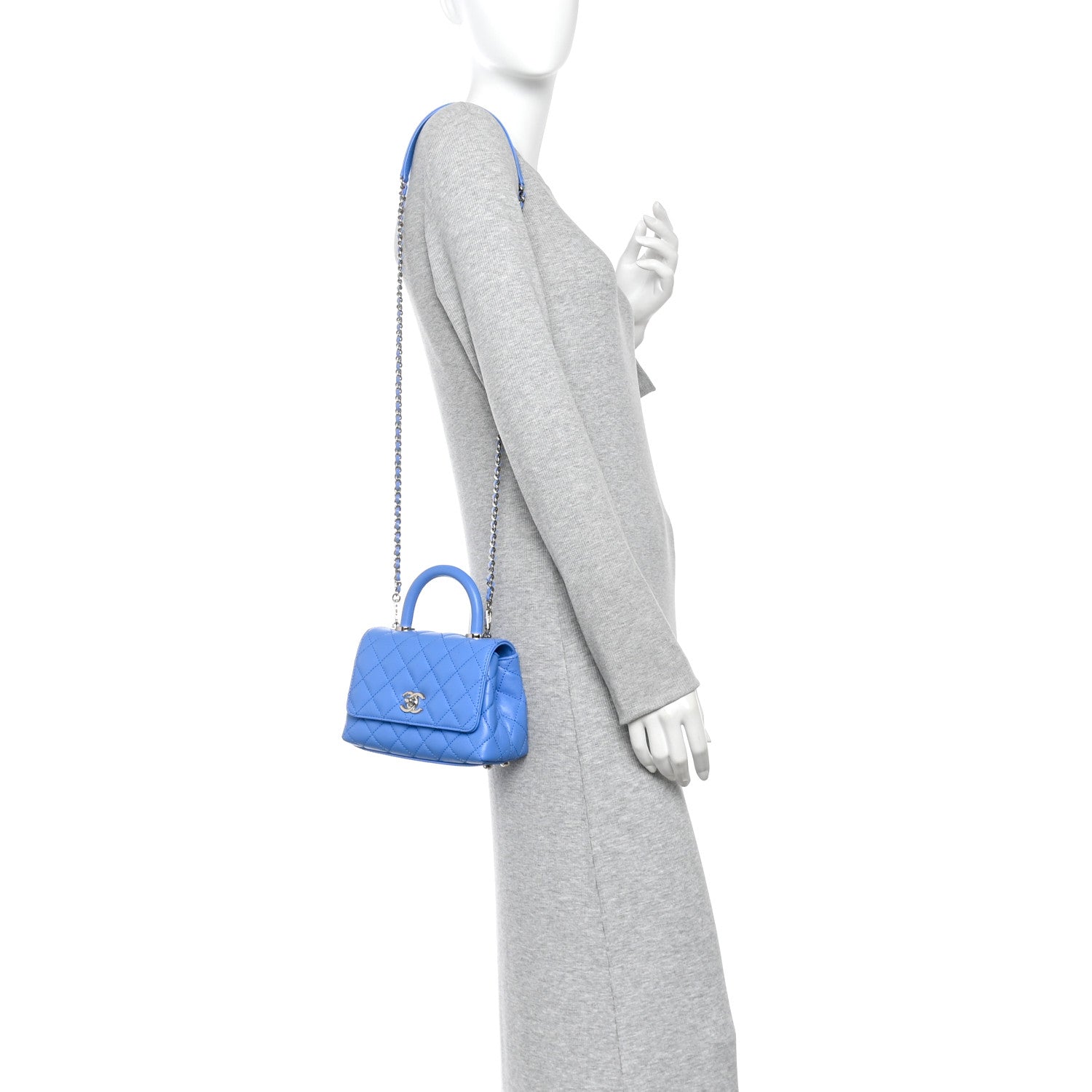 Chanel Caviar Quilted Extra Mini Coco Handle Flap Blue 2 of 11