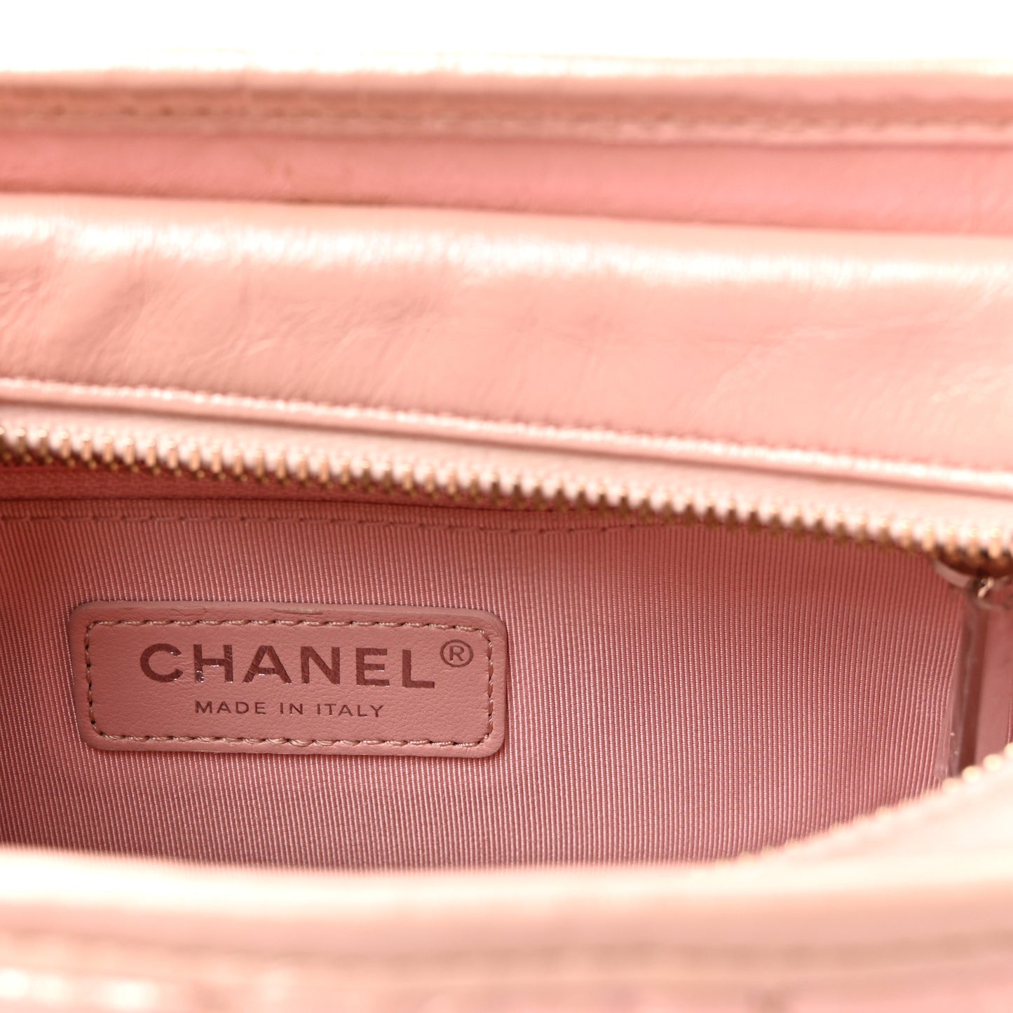 Iridescent Aged Calfskin Quilted Small Gabrielle Hobo Rose