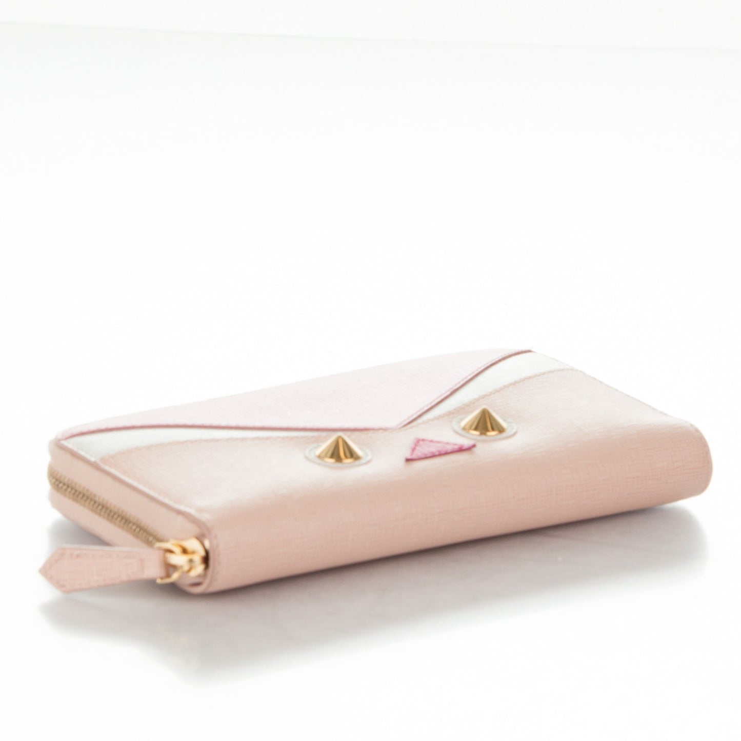 Vitello Elite QuTweet Studded Zip Around Wallet Pink