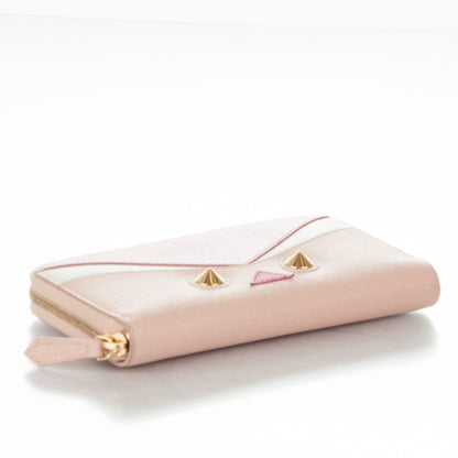 Fendi Vitello Elite QuTweet Studded Zip Around Wallet Pink 4 of 8