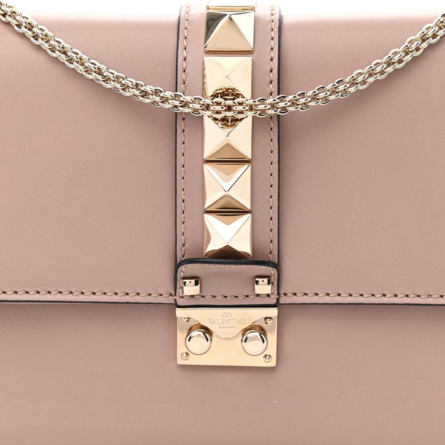 Vitello Medium Glam Lock Rockstud Flap Poudre