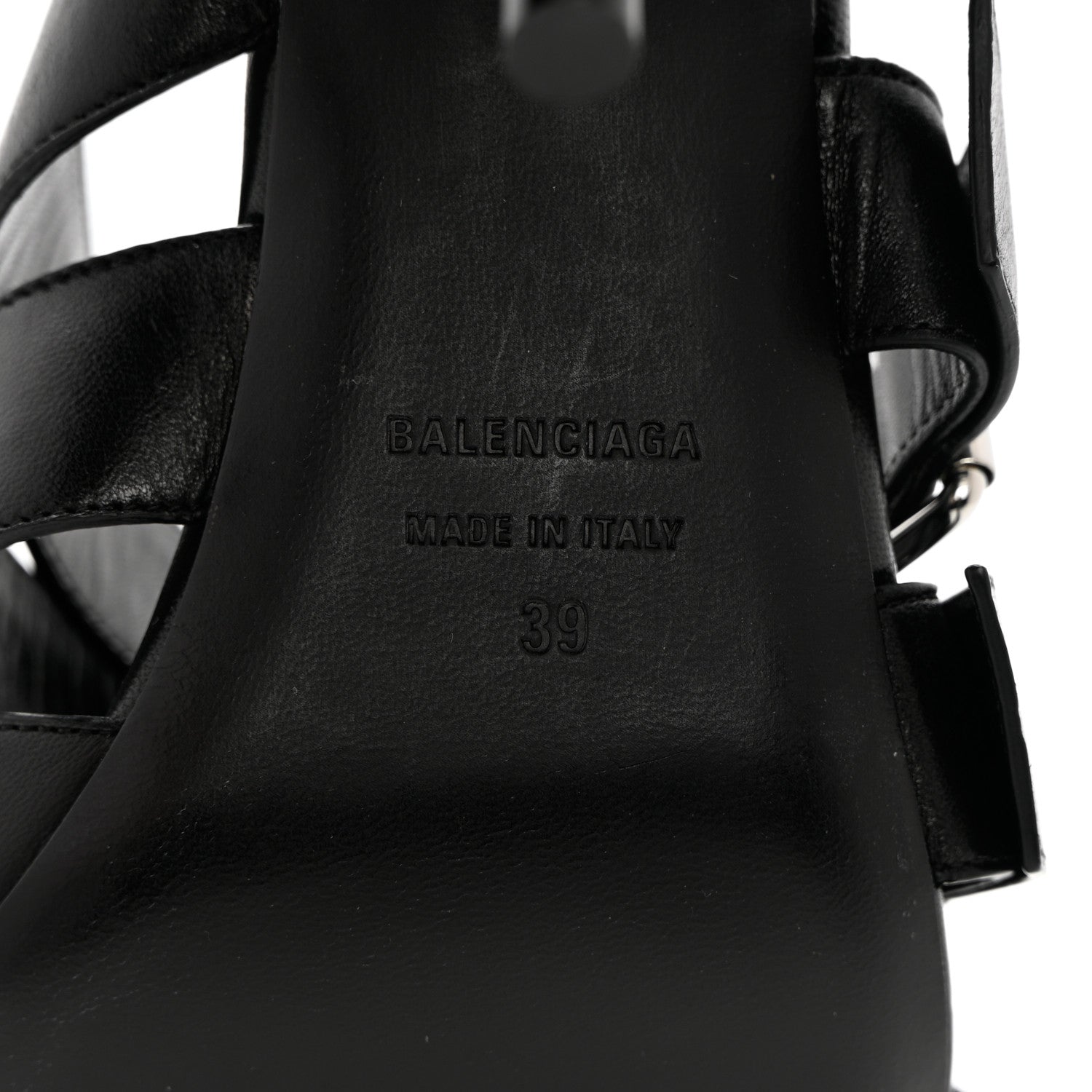 Balenciaga Shiny Sheepskin Bluckle K 80mm Sandals 39 Black 8 of 11