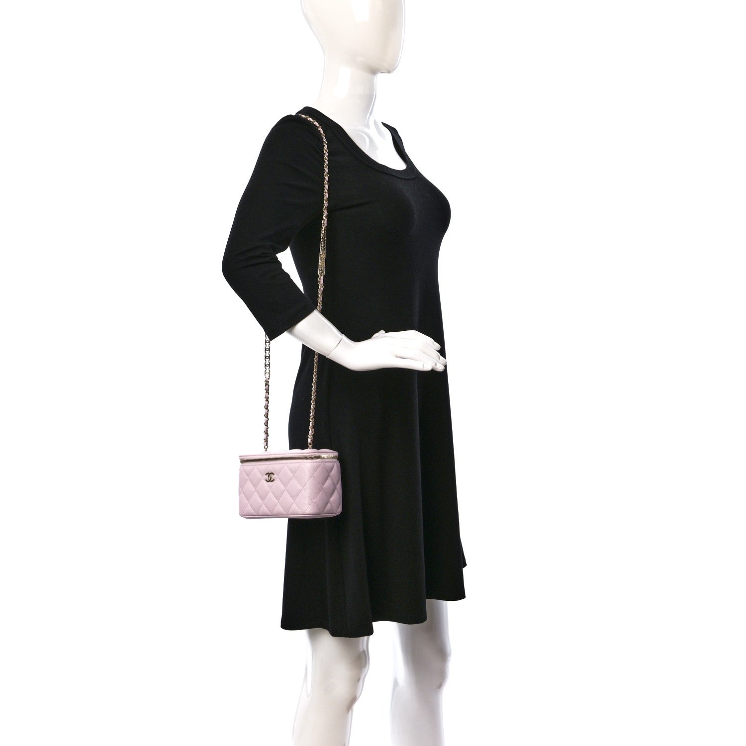 Chanel Caviar Quilted Small Vanity Case With Chain Pink 2 of 10
