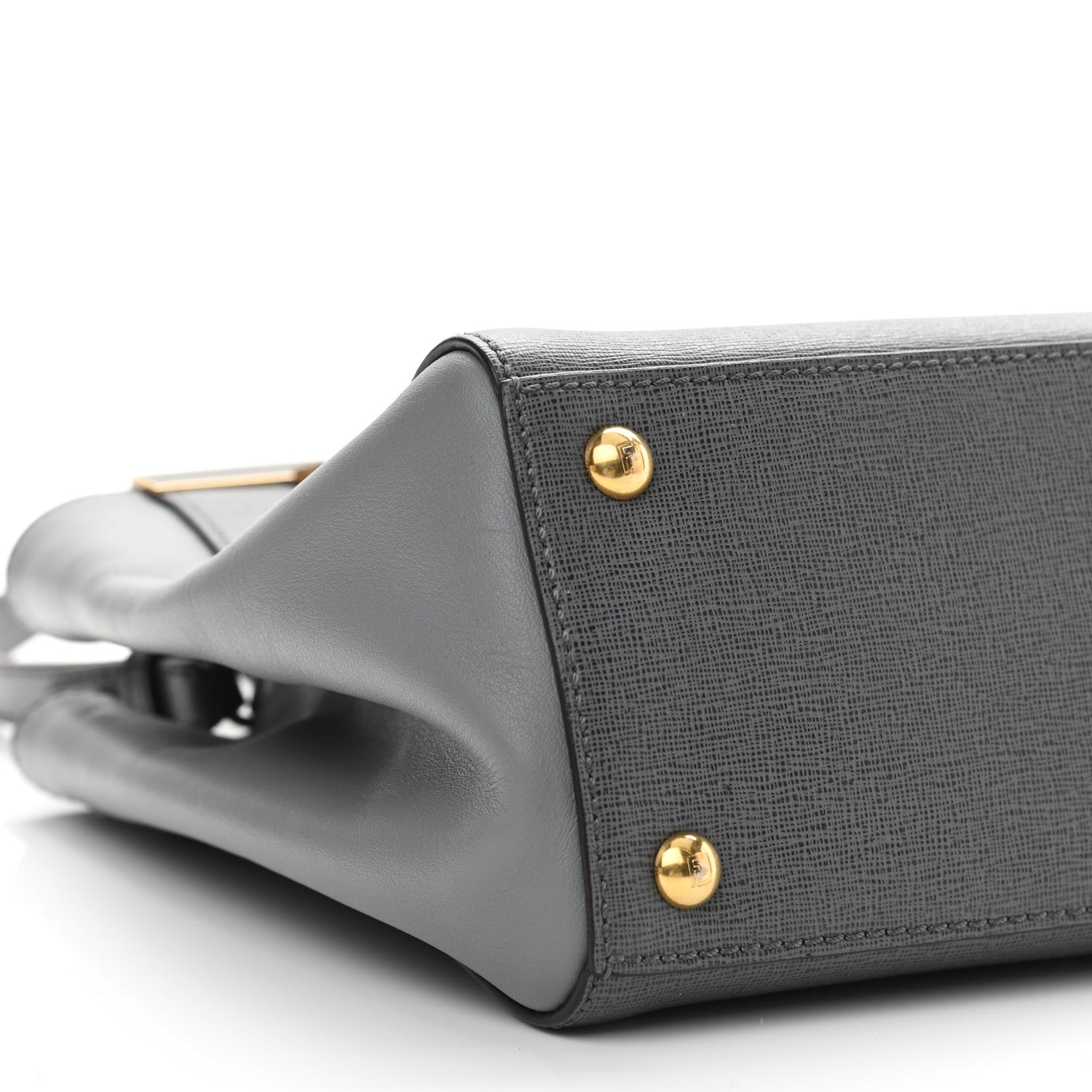Fendi Vitello Elite Petite 2Jours Tote Grigio Grigio Chiaro 9 of 10