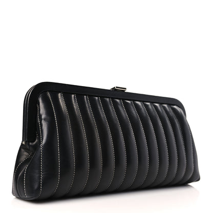 Chanel Lambskin Vertical Quilted Mademoiselle Clutch Black 3 of 9