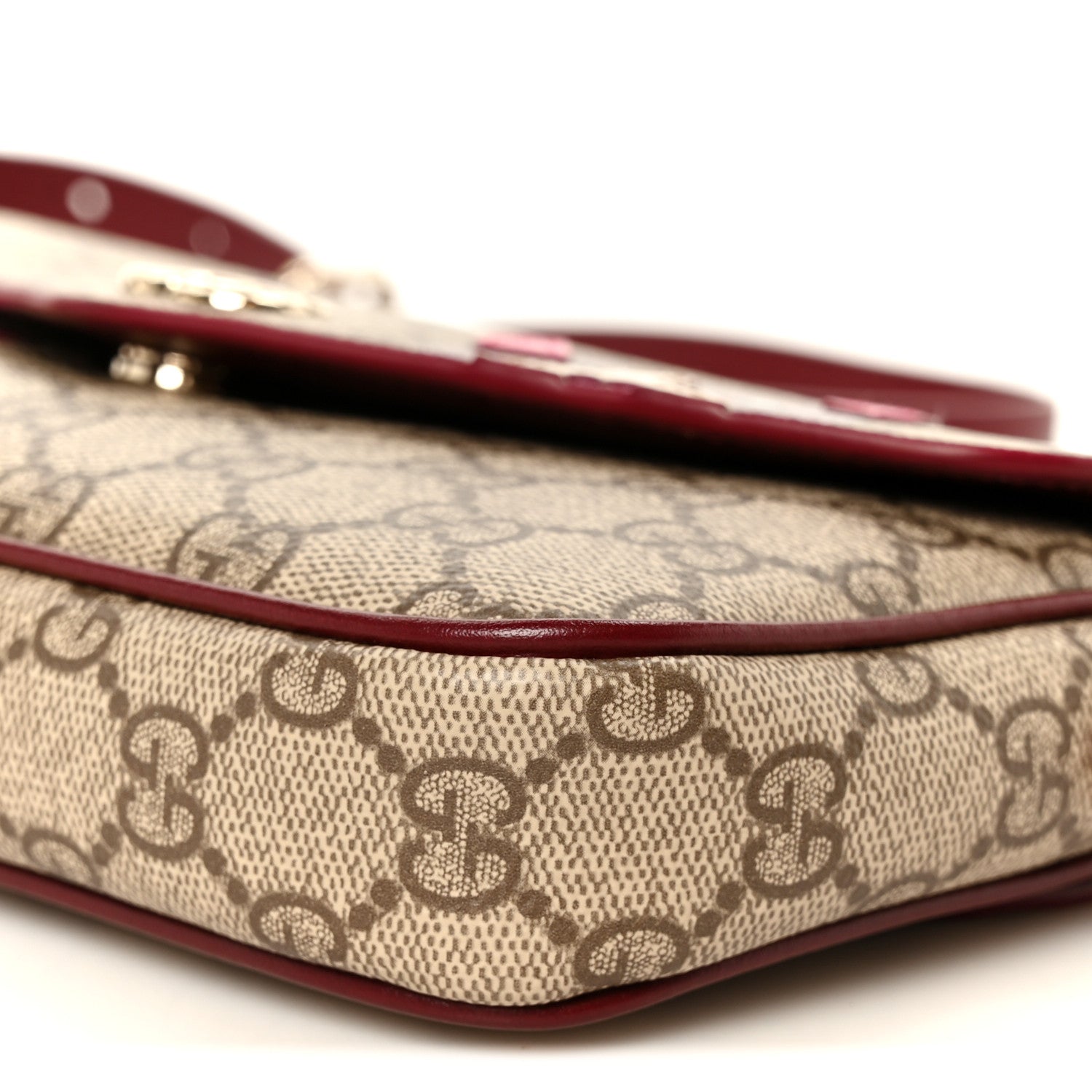 Gucci GG Supreme Monogram Cat Print Mini Shoulder Bag Beige Ebony Rosso Ancora 10 of 11
