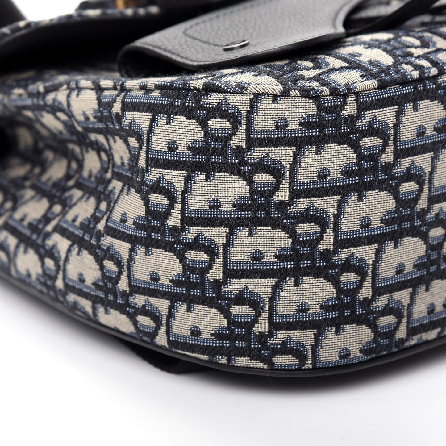 Oblique Jacquard Mini Saddle Backpack Navy Blue