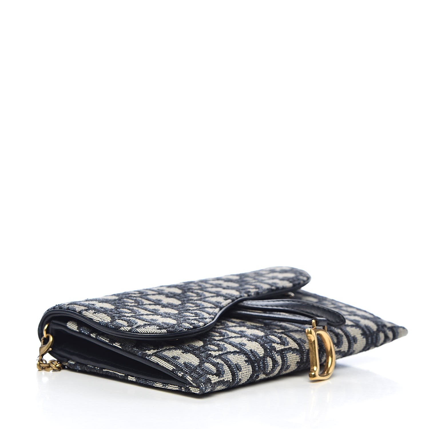 Christian Dior Oblique Saddle Chain Wallet Blue 4 of 11