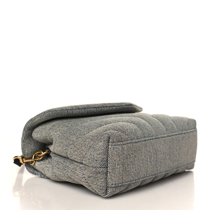 Saint Laurent Denim Y Quilted Monogram Toy Loulou Crossbody Bag Grey 4 of 8