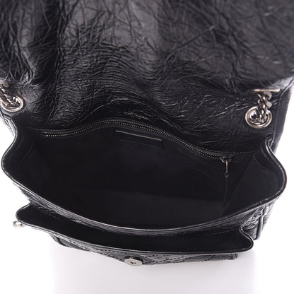 Saint Laurent Crinkled Calfskin Matelasse Monogram Medium Niki Chain Satchel Black 4 of 8