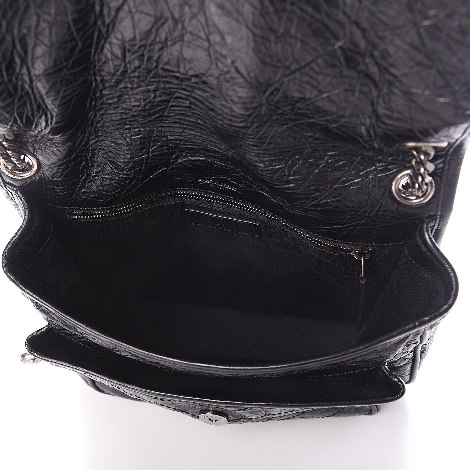 Saint Laurent Crinkled Calfskin Matelasse Monogram Medium Niki Chain Satchel Black 4 of 8
