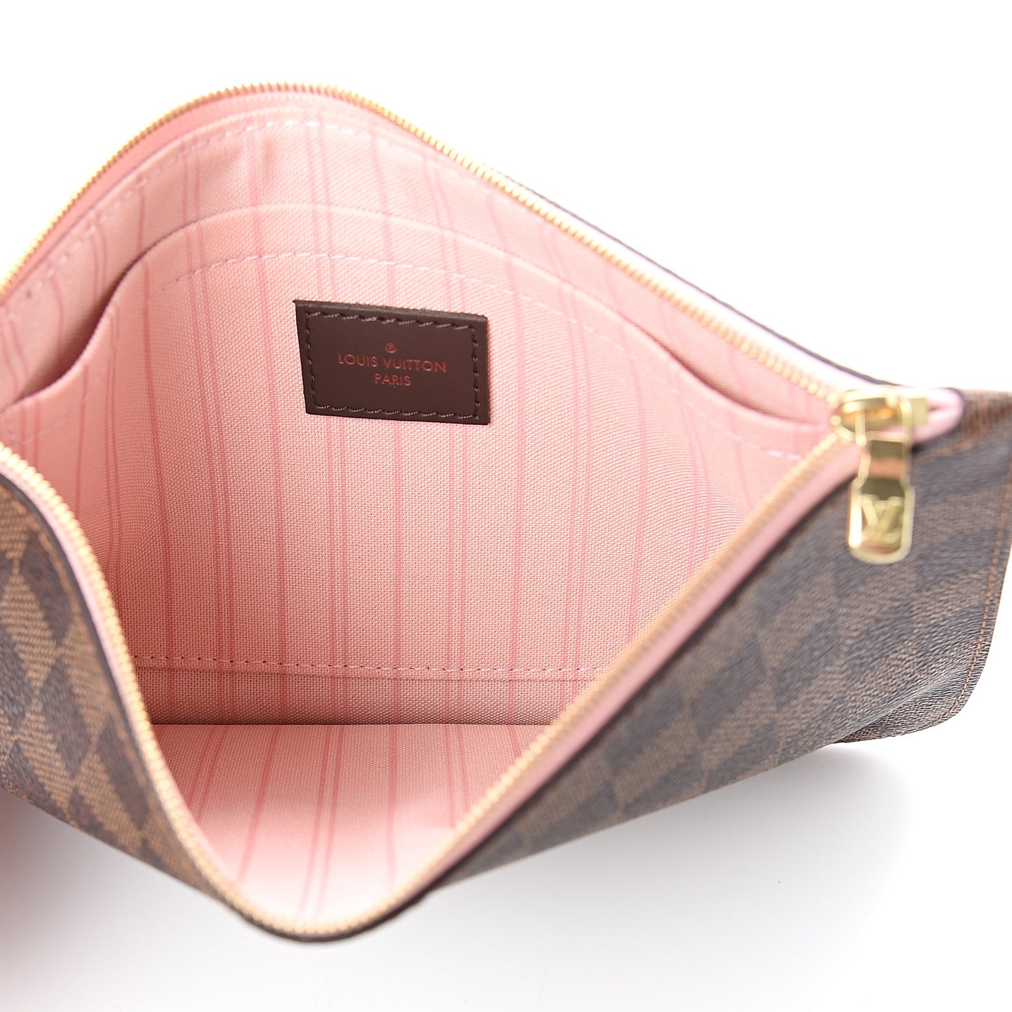 Damier Ebene Neverfull MM GM Pochette Rose Ballerine