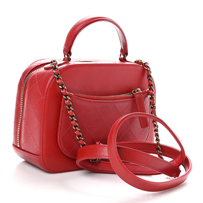 Chanel Shiny Calfskin Goatskin Quilted Small Coco Curve Vanity Red 3 of 10