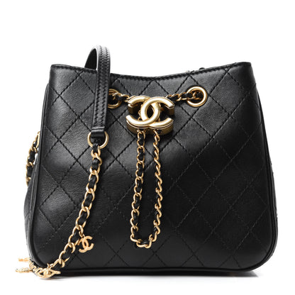 Chanel Calfskin Stitched Small Egyptian Amulet Drawstring Bag Black 1 of 10