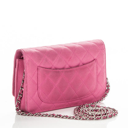 Chanel Iridescent Caviar Quilted Wallet on Chain WOC Pink 3 of 8