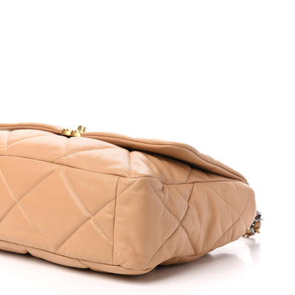 Chanel Lambskin Quilted Maxi 19 Flap Dark Beige 9 of 11