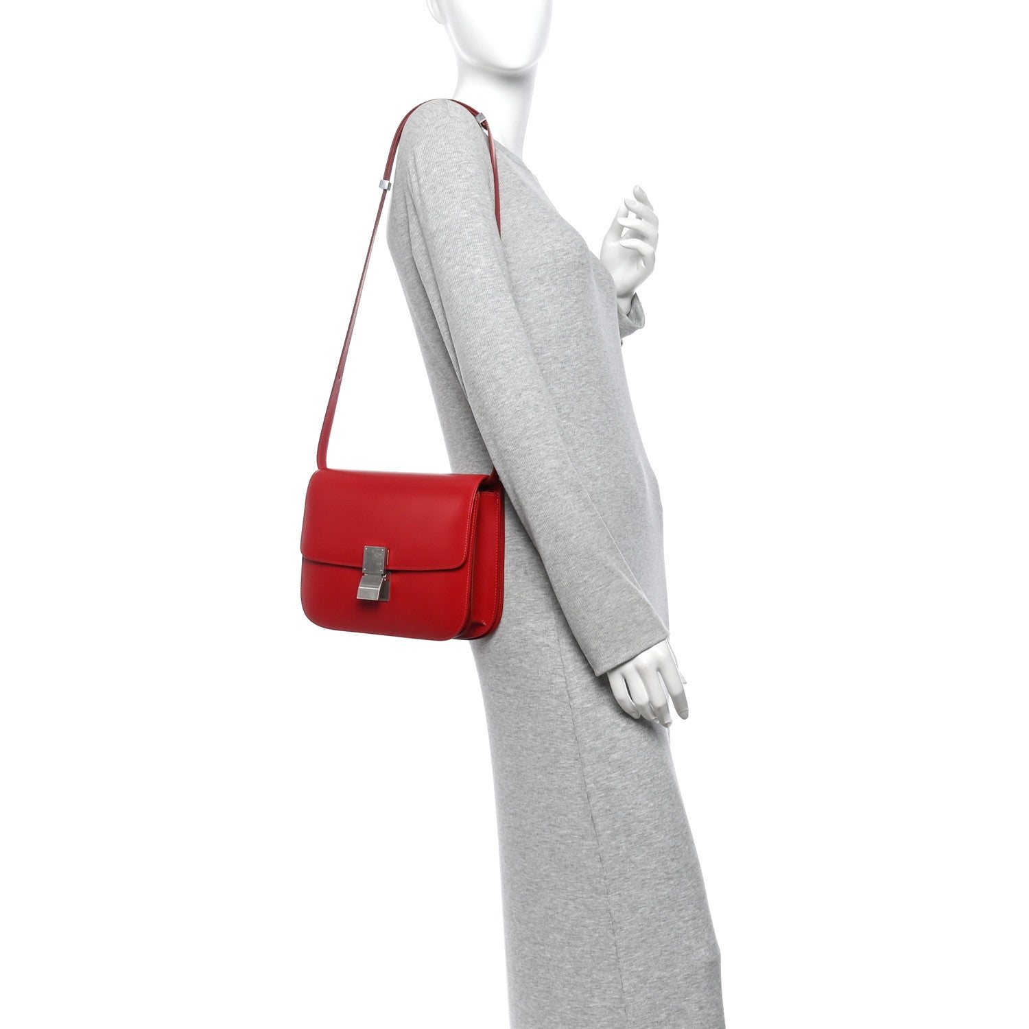 Celine Box Calfskin Medium Classic Box Flap Bag Red 2 of 10