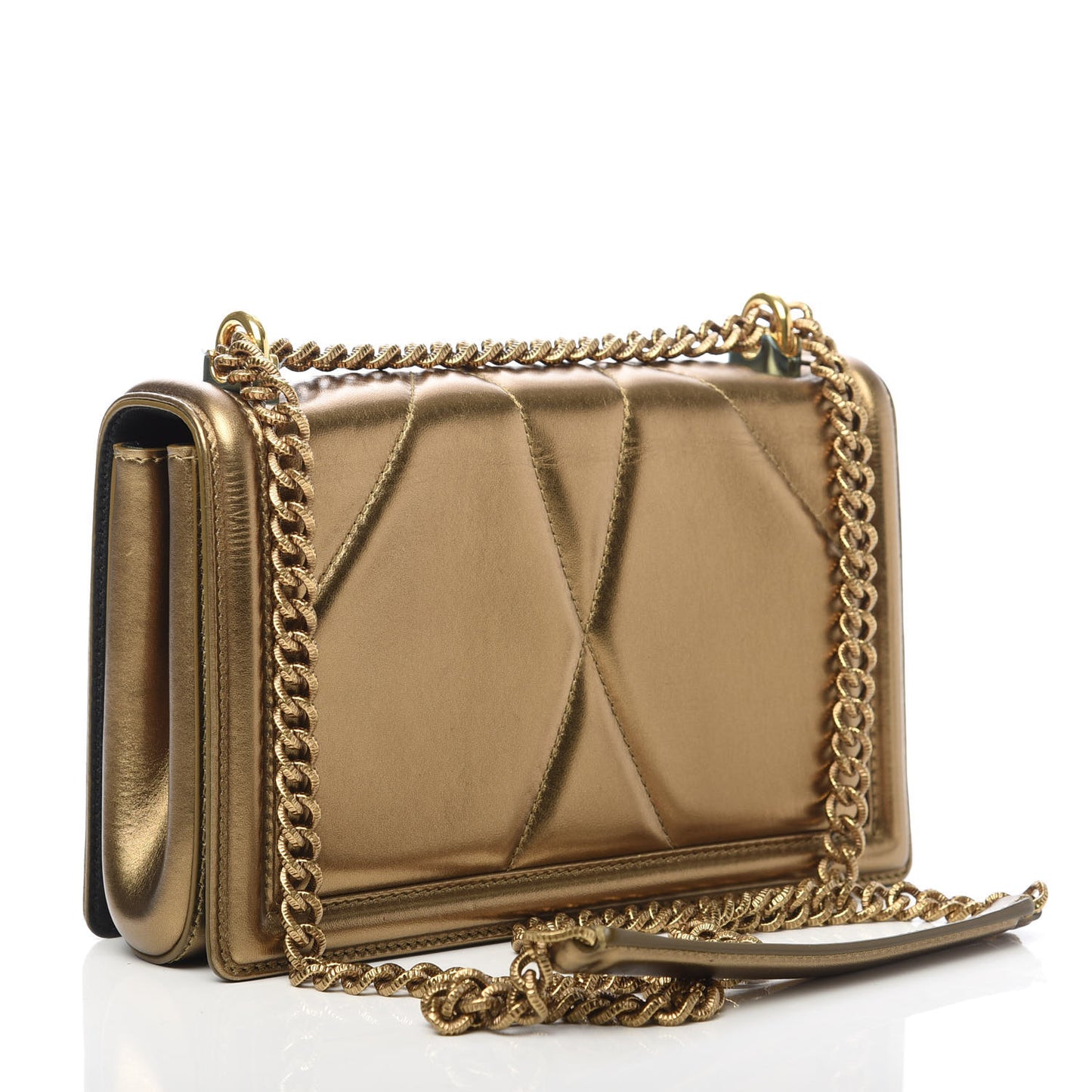 Metallic Calfskin Medium Devotion Crossbody Bag Gold