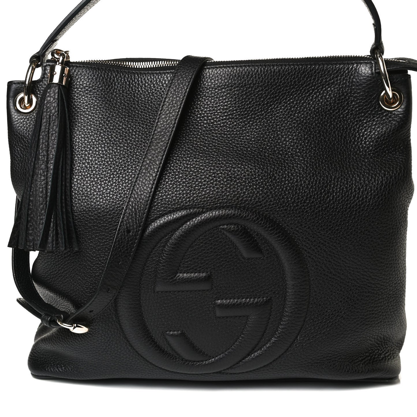 Pebbled Calfskin Large Soho Hobo Black