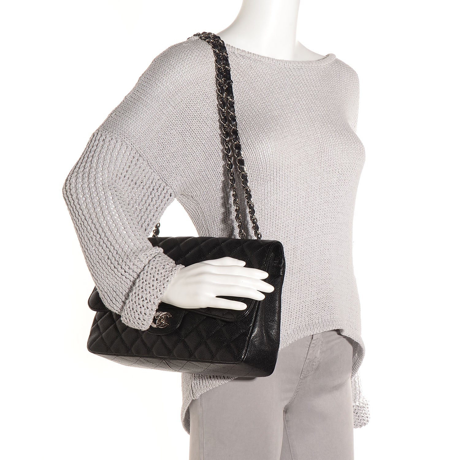 Chanel Caviar Jumbo Single Flap Black 2 of 9
