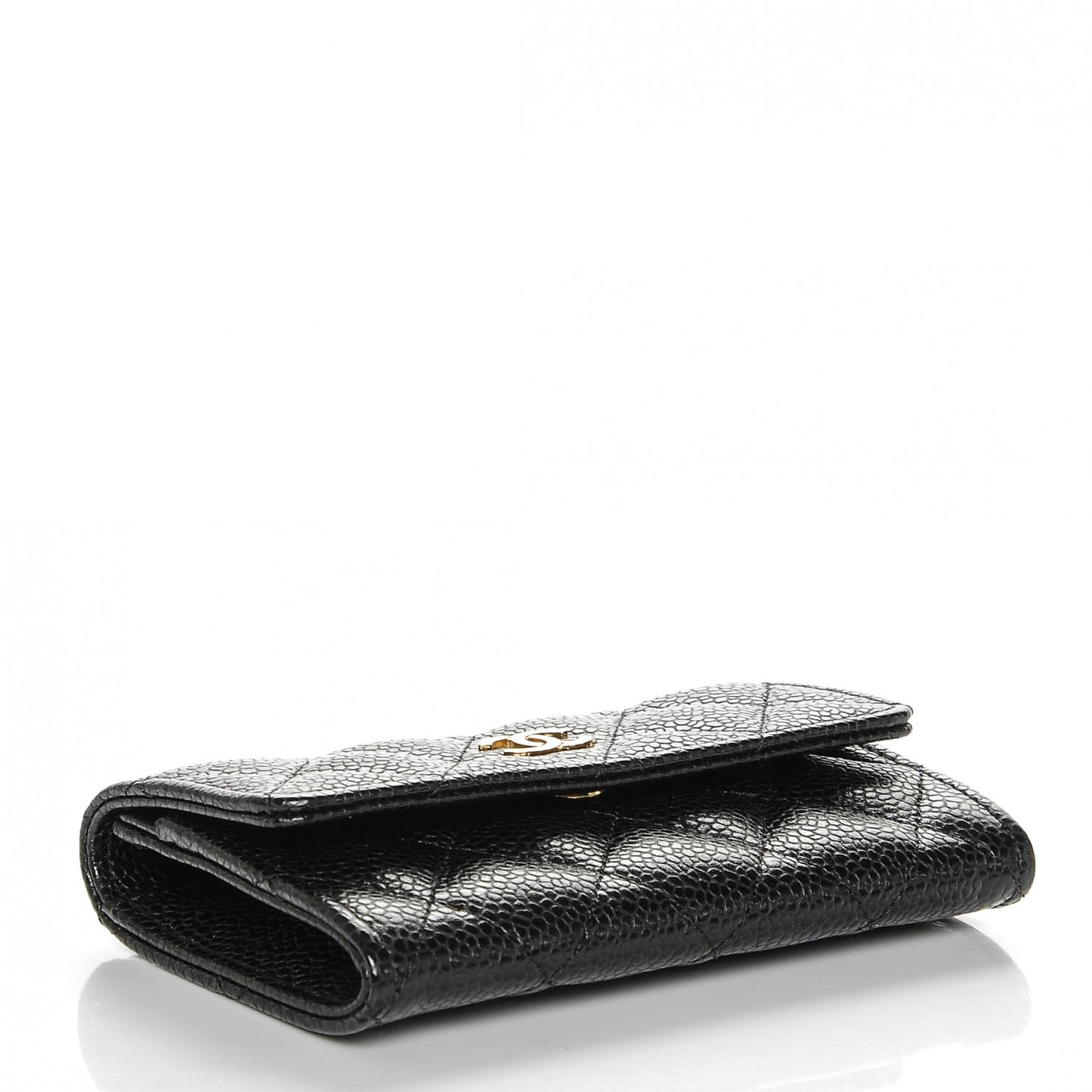 Caviar Quilted Flap Card Holder Black