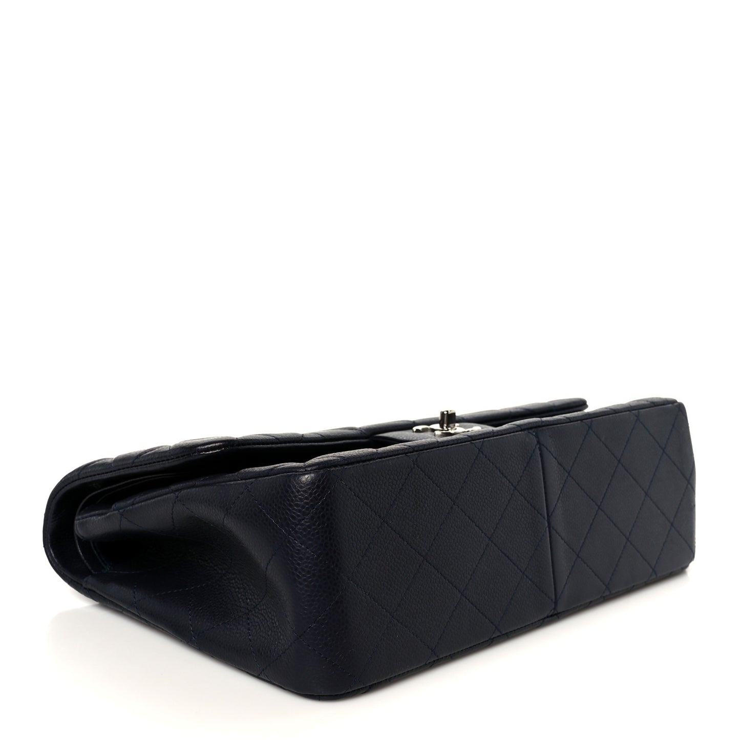 Caviar Quilted Jumbo Double Flap Navy Blue
