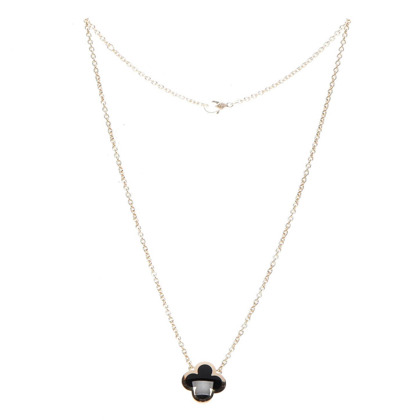 18K Yellow Gold Black Onyx Pure Alhambra Pendant Necklace