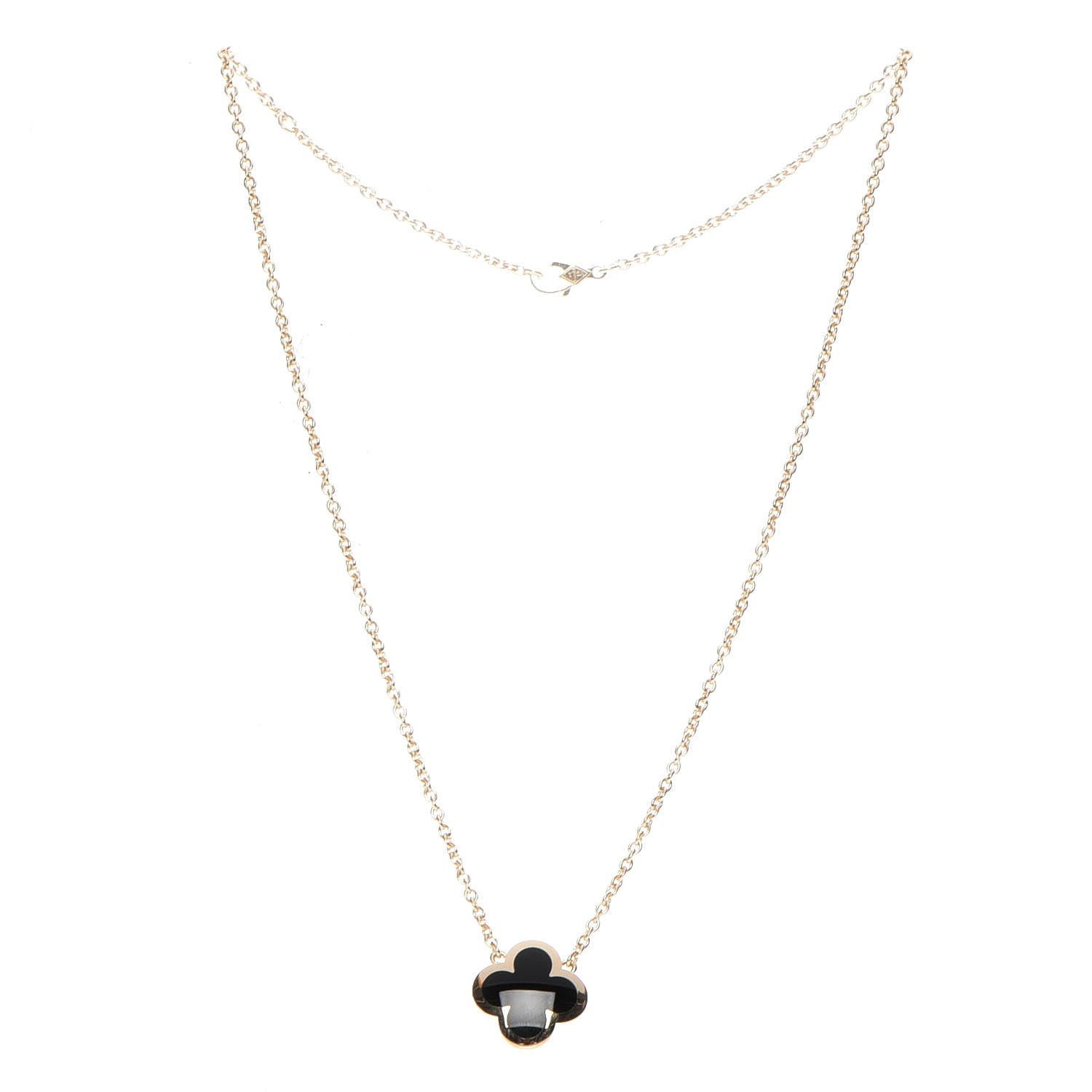 Van Cleef & Arpels 18K Yellow Gold Black Onyx Pure Alhambra Pendant Necklace 3 of 6