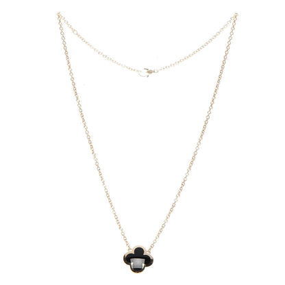 Van Cleef & Arpels 18K Yellow Gold Black Onyx Pure Alhambra Pendant Necklace 3 of 6