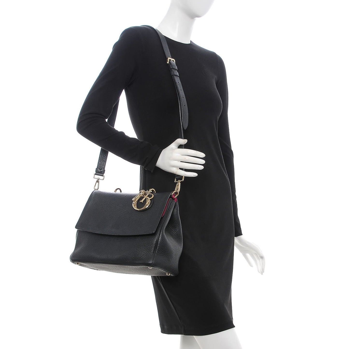 Bullcalf Medium Be Dior Flap Black Fraise