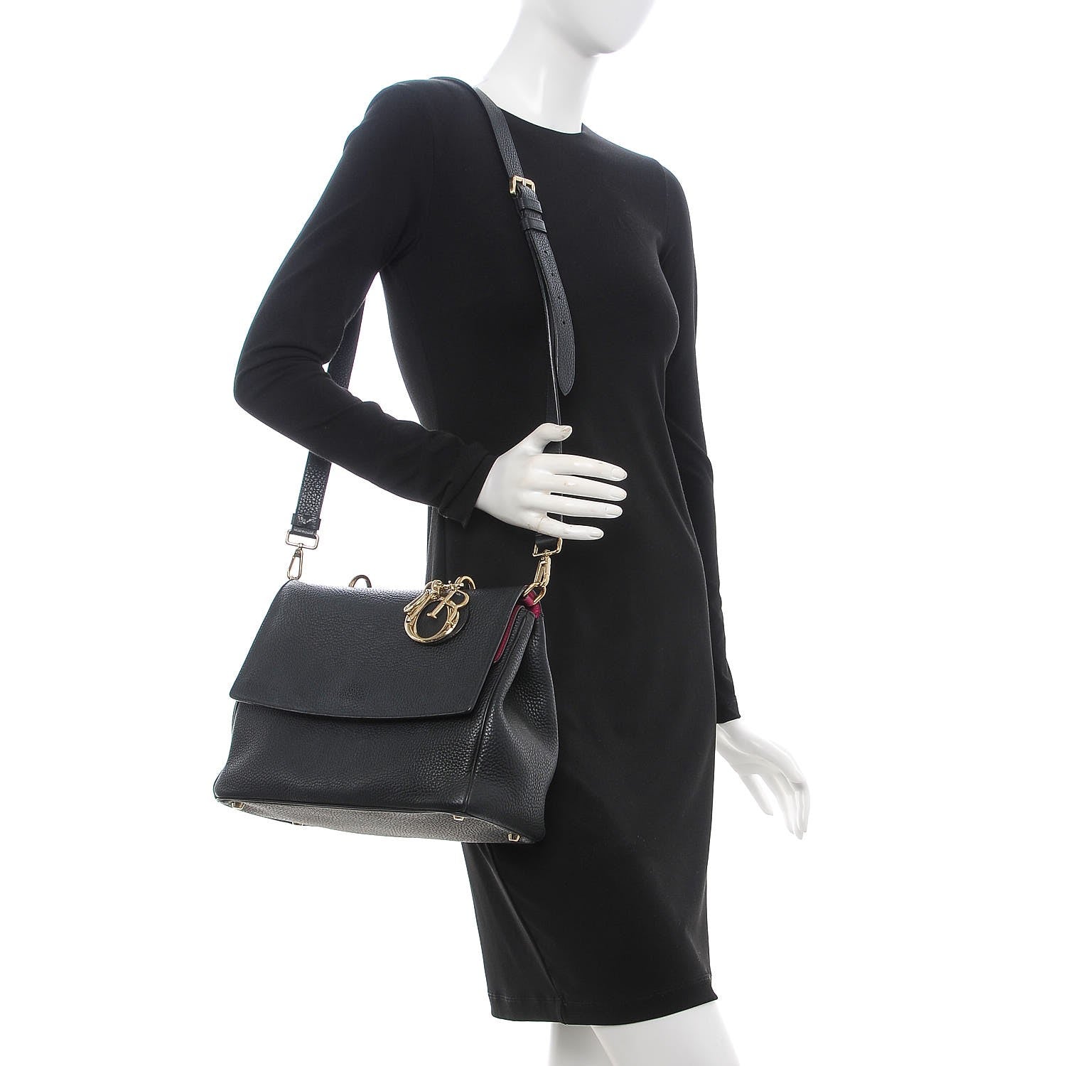 Christian Dior Bullcalf Medium Be Dior Flap Black Fraise 2 of 14