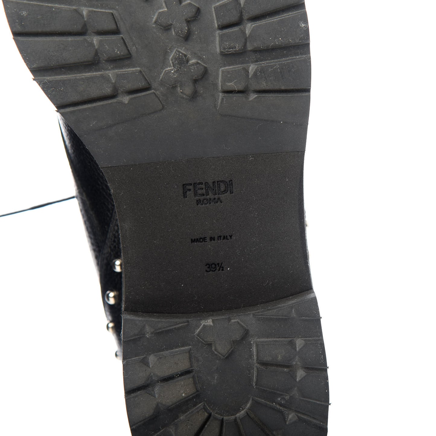 Calfskin Studded Bugs Combat Boots 39.5 Black