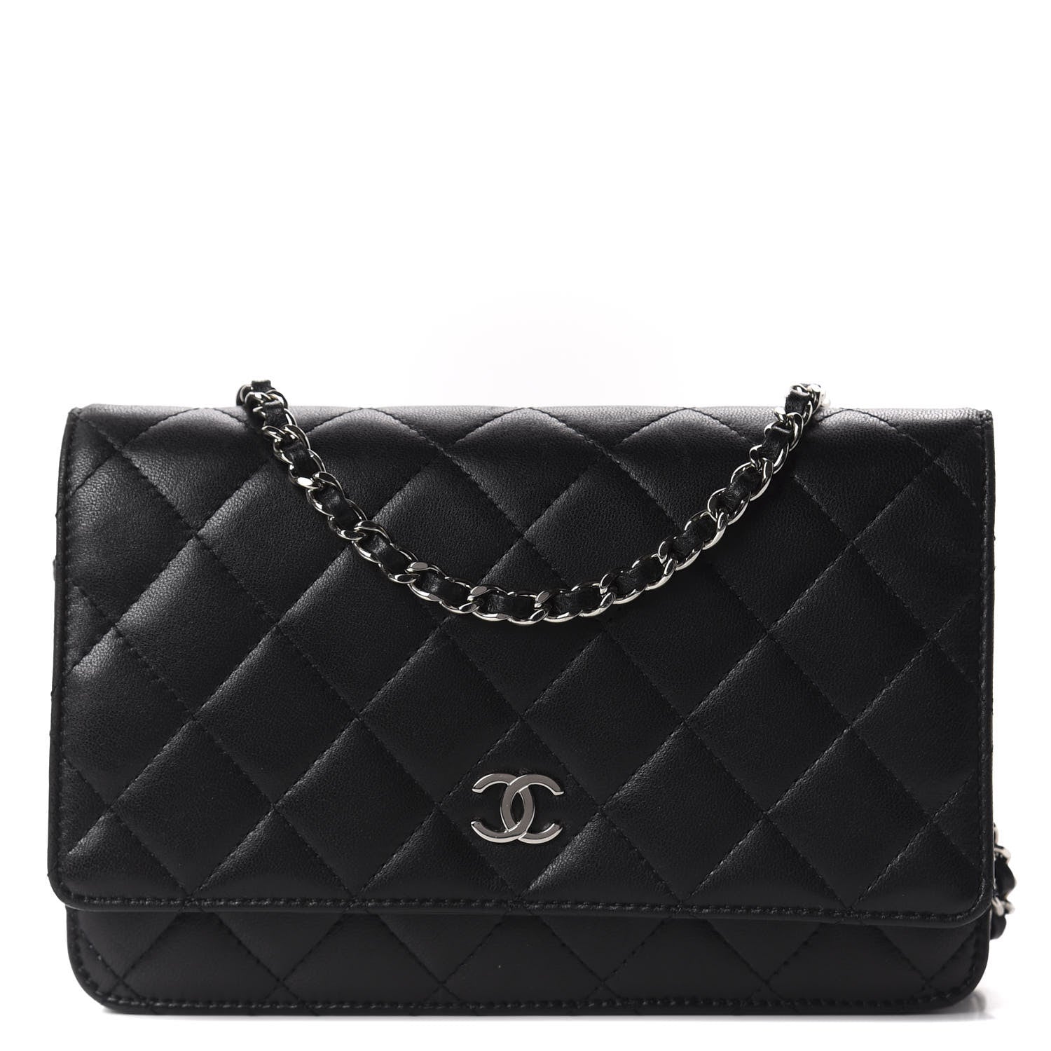 Chanel Lambskin Quilted Wallet On Chain WOC Black 1 of 11