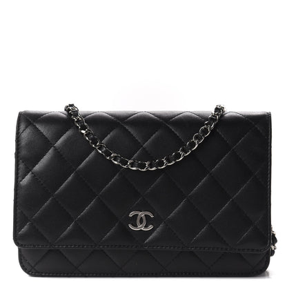 Chanel Lambskin Quilted Wallet On Chain WOC Black 1 of 11