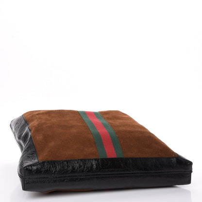 Gucci Suede Patent Web Large Ophidia Vertical Shopping Tote Nocciola Black 4 of 11