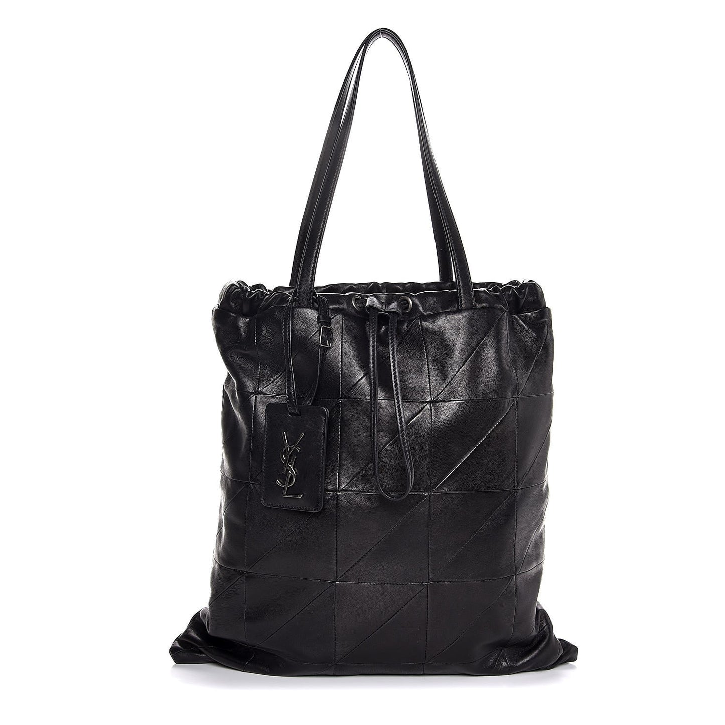 Lambskin Patchwork Jamie Drawstring Bag Black