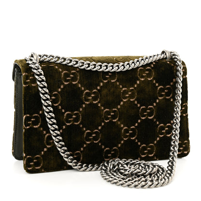 Gucci Velvet Moon Calfskin Crystal GG Monogram Small Dionysus Shoulder Bag Dark Olive Rose Gold 3 of 10