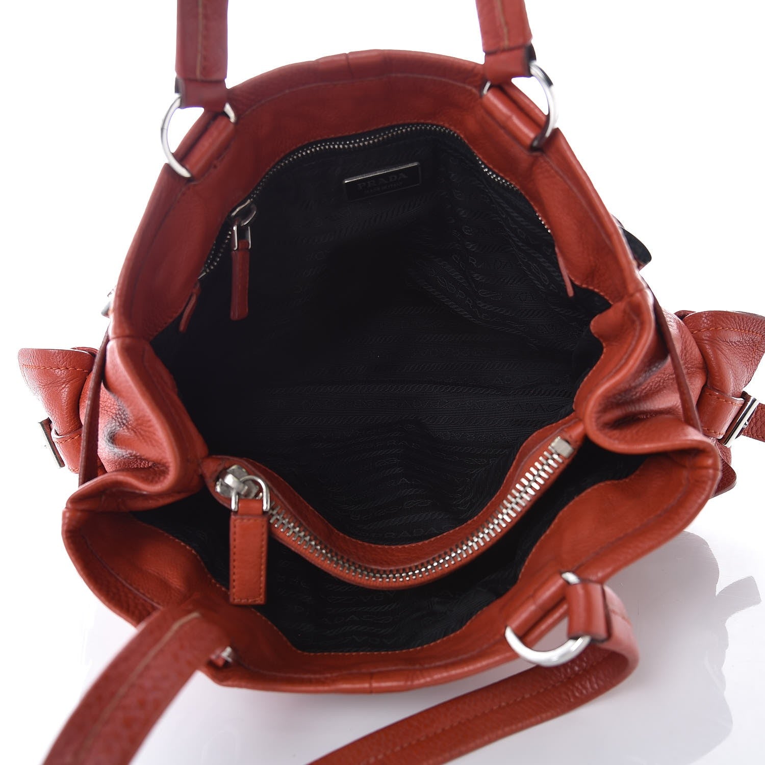 Prada Vitello Daino Shoulder Bag Arancio 6 of 17