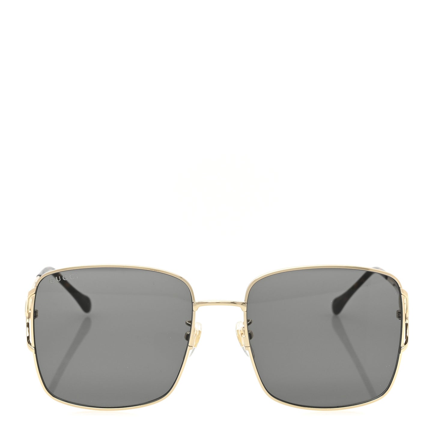 Metal Horsebit Square Frame Sunglasses GG1018SK Gold