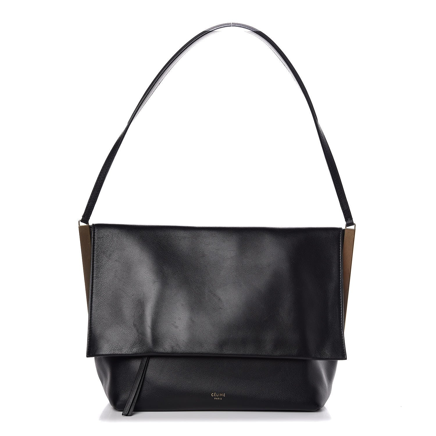 Celine Lambskin Flap Clasp Shoulder Bag Black 1 of 7