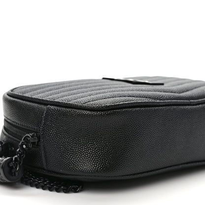 Saint Laurent Grain De Poudre Matelasse Monochrome Monogram Mini Lou Camera Bag Black 8 of 12