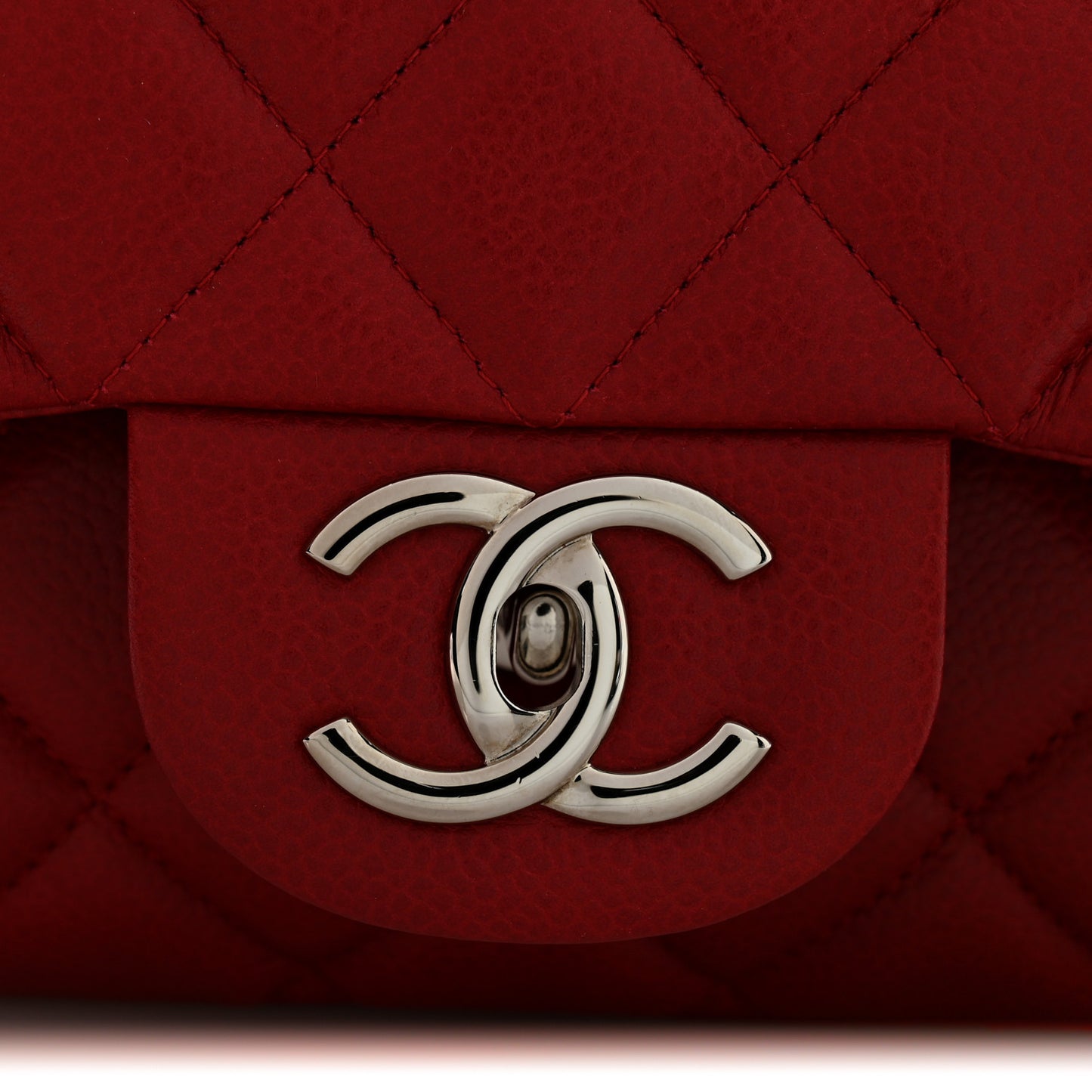 Caviar Quilted Maxi Double Flap Dark Red