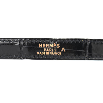 Hermes Shiny Porosus Crocodile Kelly Sellier 25 Black 10 of 18