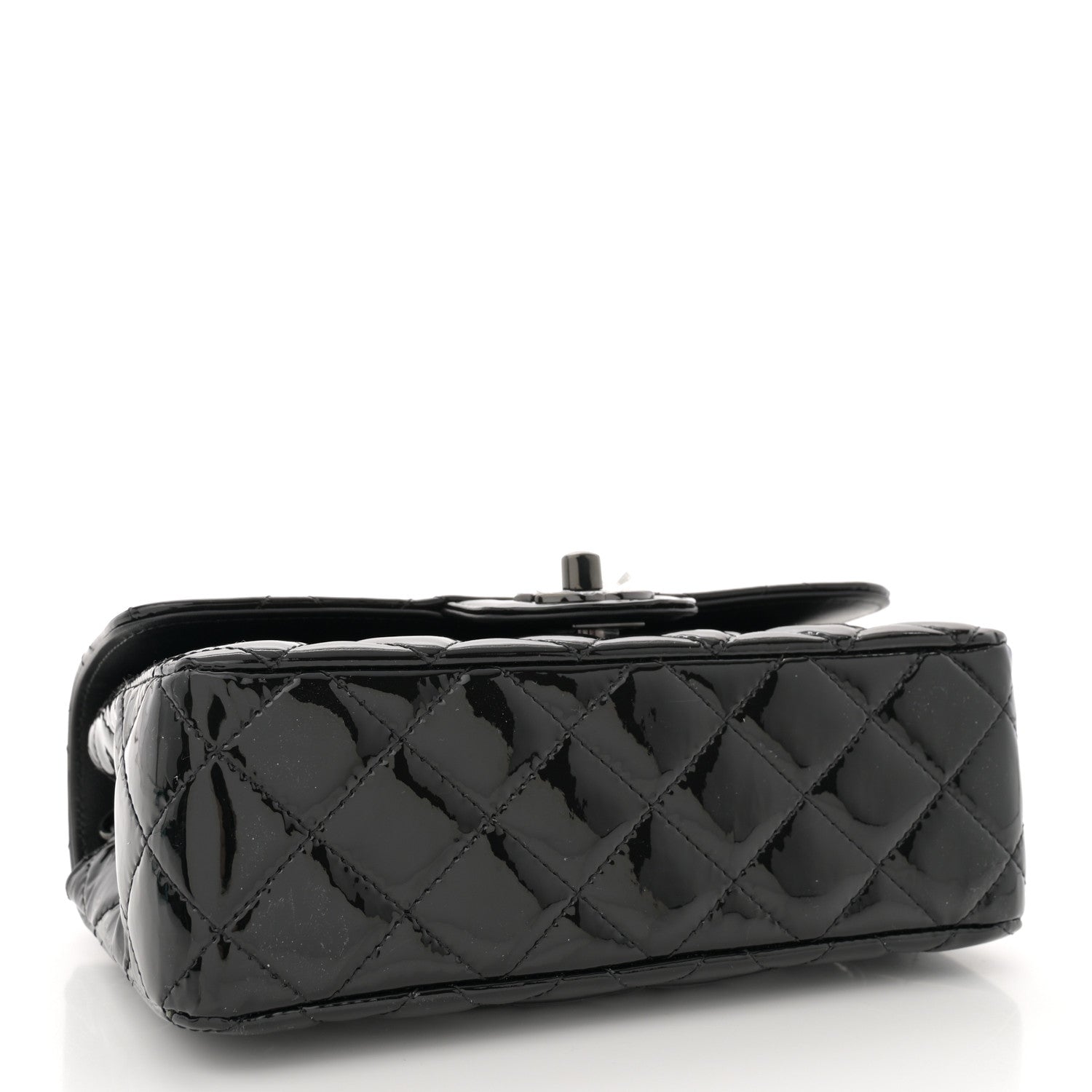 Chanel Patent Calfskin Quilted Mini Rectangular Flap So Black 4 of 11
