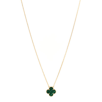 Van Cleef & Arpels 18K Yellow Gold Malachite Vintage Alhambra Pendant Necklace 1 of 6