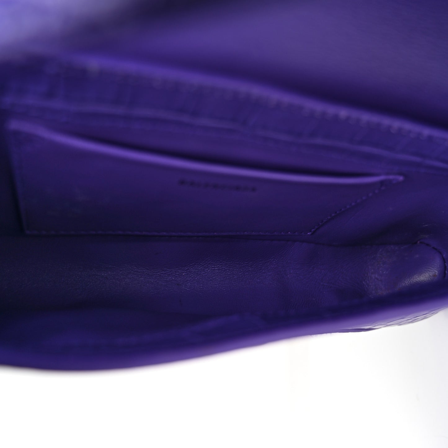 Shiny Super Supple Calfskin Crocodile Embossed Small XX Flap Stretch Bag Purple