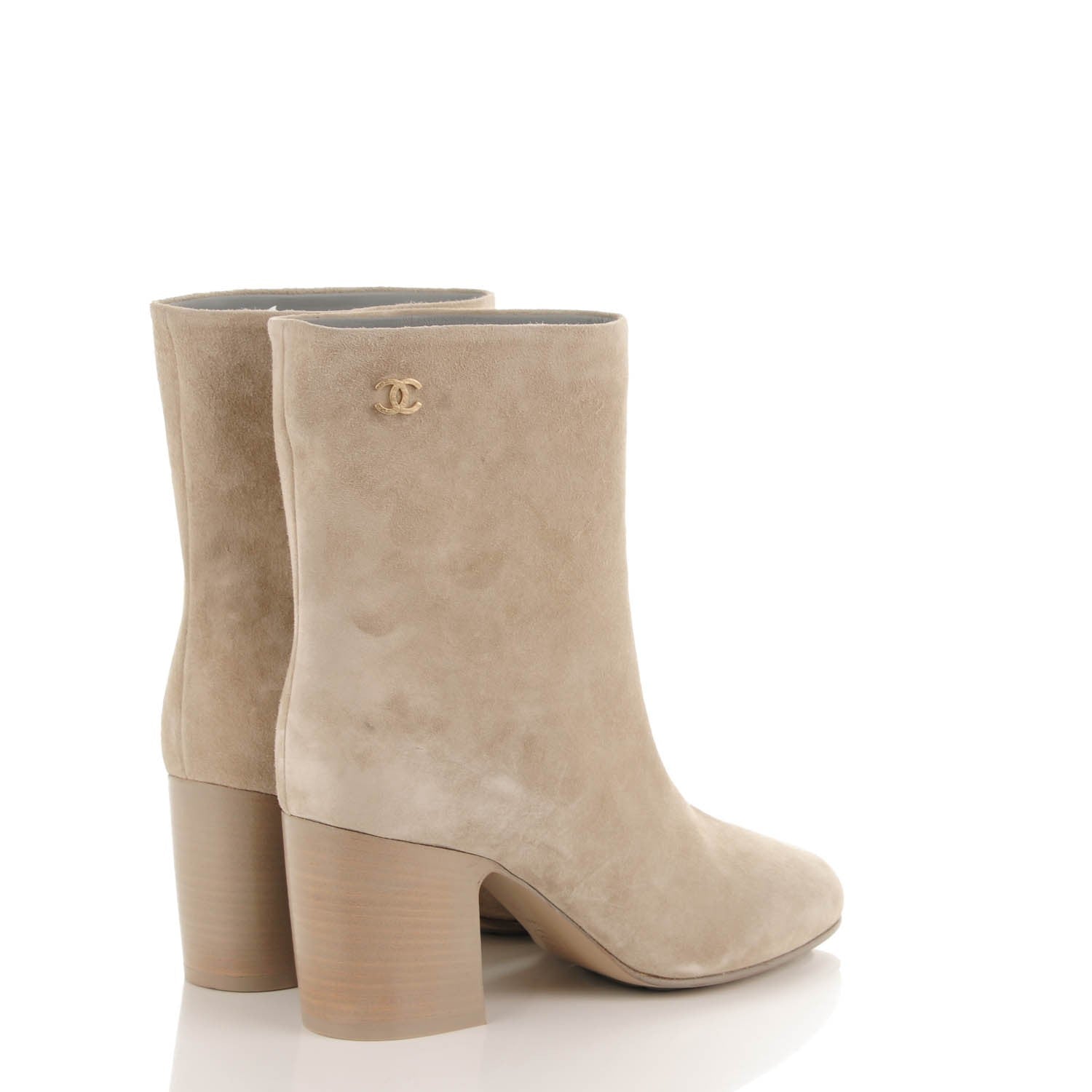 Chanel Suede Calfskin CC Short Boots 39 Beige 4 of 9