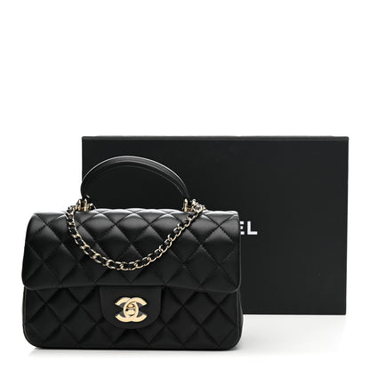 Chanel Lambskin Quilted Mini Top Handle Rectangular Flap Black 11 of 11