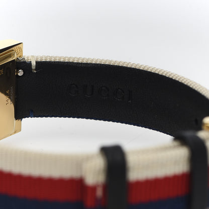 Gucci Stainless Steel Nylon Mother of Pearl 21mm Web G-Frame Quartz Watch Blue 6 of 8
